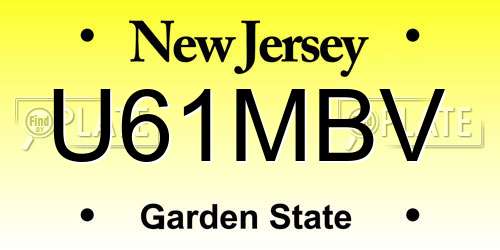 U61MBV New Jersey License Plate
