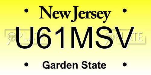 U61MSV New Jersey License Plate