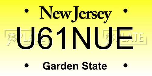U61NUE New Jersey License Plate