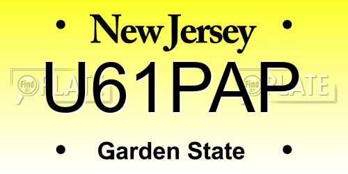 U61PAP New Jersey License Plate
