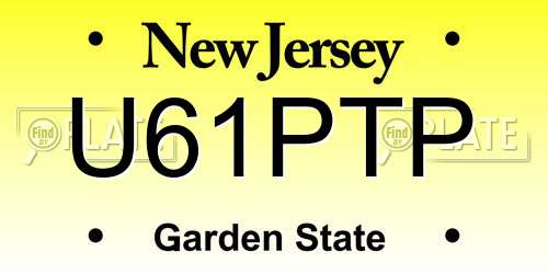 U61PTP New Jersey License Plate