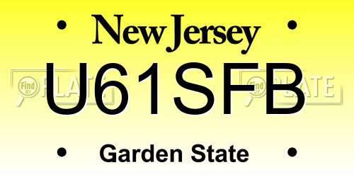 U61SFB New Jersey License Plate