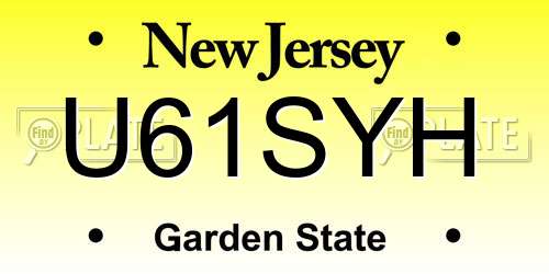 U61SYH New Jersey License Plate