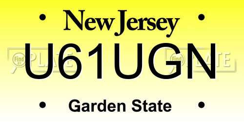U61UGN New Jersey License Plate