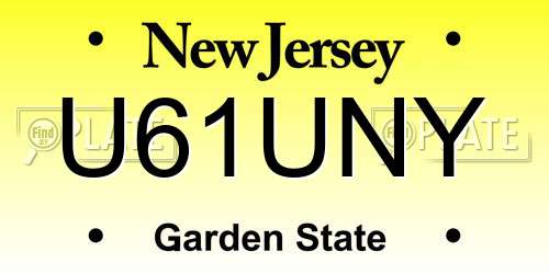 U61UNY New Jersey License Plate