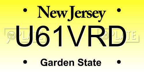 U61VRD New Jersey License Plate
