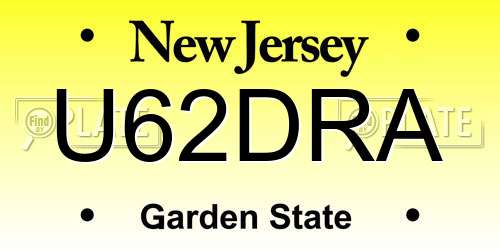 U62DRA New Jersey License Plate