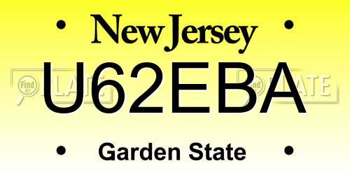 U62EBA New Jersey License Plate
