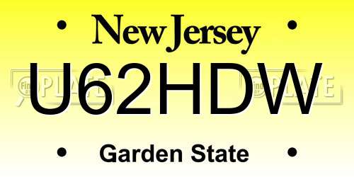 U62HDW New Jersey License Plate