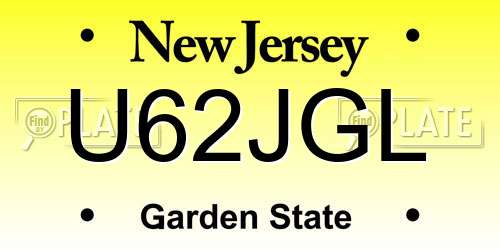 U62JGL New Jersey License Plate