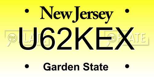 U62KEX New Jersey License Plate