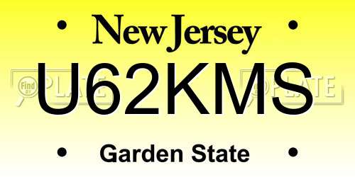 U62KMS New Jersey License Plate