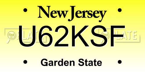 U62KSF New Jersey License Plate