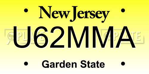 U62MMA New Jersey License Plate