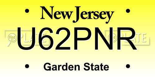 U62PNR New Jersey License Plate
