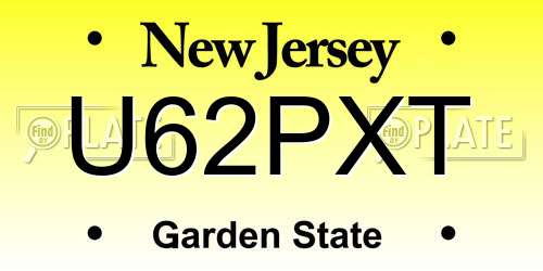 U62PXT New Jersey License Plate