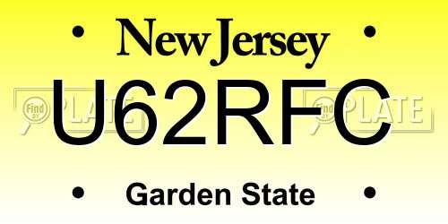 U62RFC New Jersey License Plate