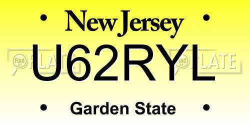 U62RYL New Jersey License Plate