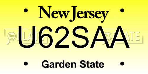 U62SAA New Jersey License Plate