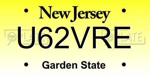 U62VRE New Jersey License Plate