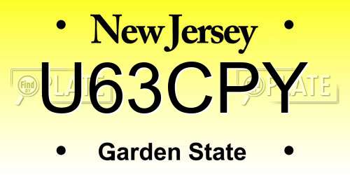 U63CPY New Jersey License Plate