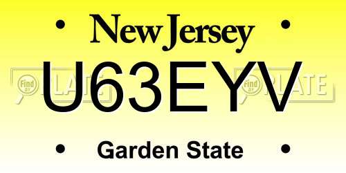 U63EYV New Jersey License Plate