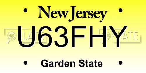 U63FHY New Jersey License Plate