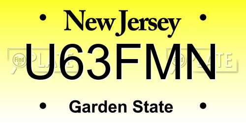 U63FMN New Jersey License Plate