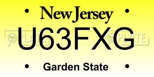 U63FXG New Jersey License Plate
