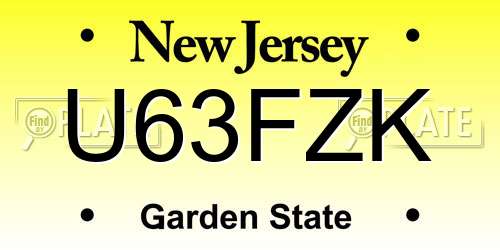 U63FZK New Jersey License Plate