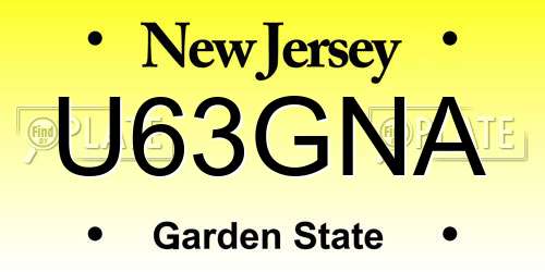 U63GNA New Jersey License Plate