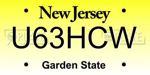 U63HCW New Jersey License Plate