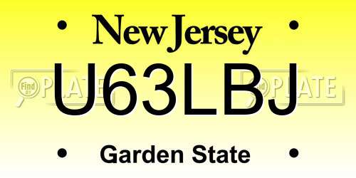 U63LBJ New Jersey License Plate