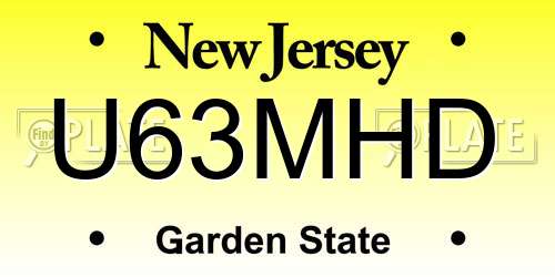 U63MHD New Jersey License Plate