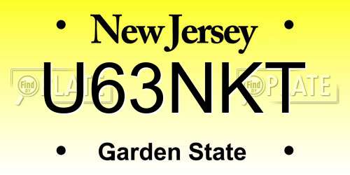 U63NKT New Jersey License Plate