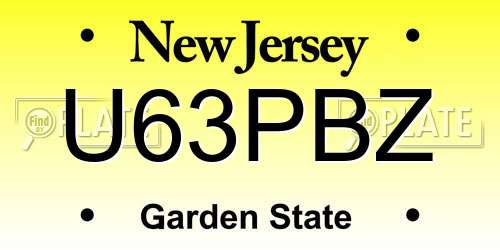 U63PBZ New Jersey License Plate