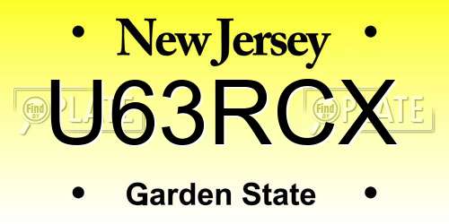 U63RCX New Jersey License Plate