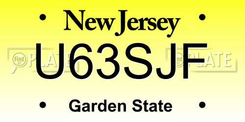 U63SJF New Jersey License Plate