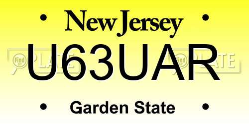 U63UAR New Jersey License Plate