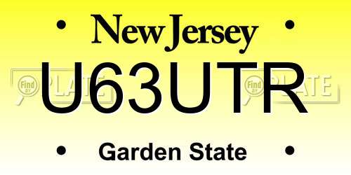 U63UTR New Jersey License Plate