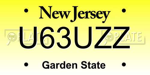 U63UZZ New Jersey License Plate