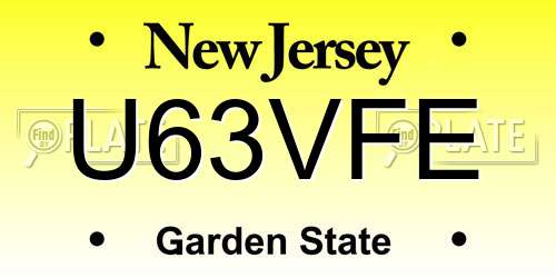 U63VFE New Jersey License Plate