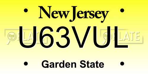 U63VUL New Jersey License Plate