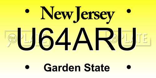 U64ARU New Jersey License Plate