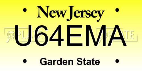 U64EMA New Jersey License Plate