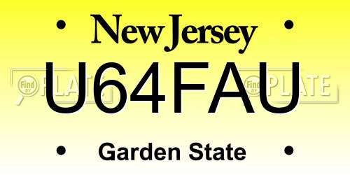U64FAU New Jersey License Plate