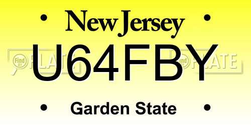 U64FBY New Jersey License Plate
