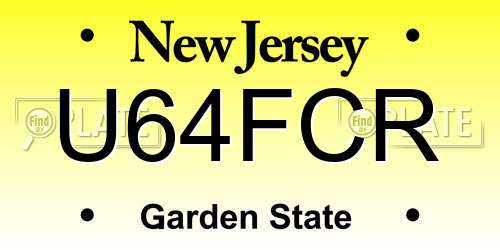 U64FCR New Jersey License Plate