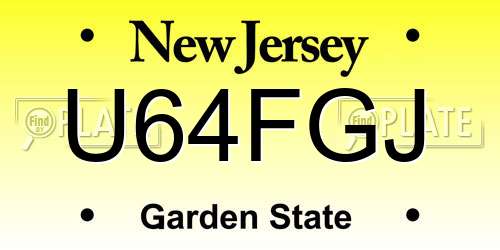 U64FGJ New Jersey License Plate