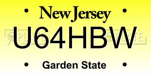U64HBW New Jersey License Plate